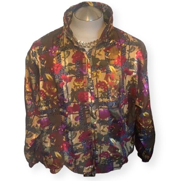 - ARGEE SPORTS Women’s Windbreaker Floral Jacket Large O620 - Picture 1 of 11